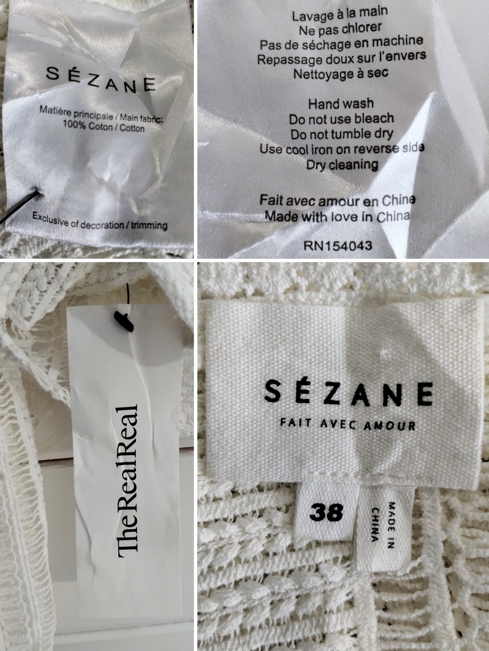 Sézane Line Blouse Ecru 38 M Cotton Lace Ruffle Romantic Top - Picture 13 of 13